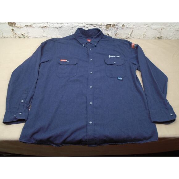 Rivian automotive official Tecgen FR Size XL Navy Work Button Shirt - Used - Picture 1 of 12